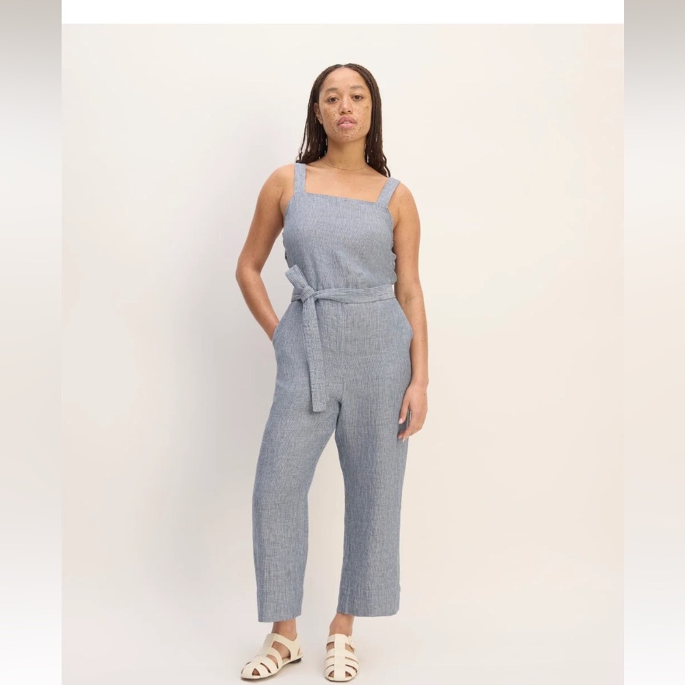 Everlane The Side Button Linen Jumpsuit Size 6